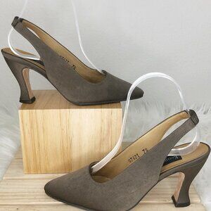 Kenneth Cole New York Bronze Slingback Fabric Pumps Size 7.5